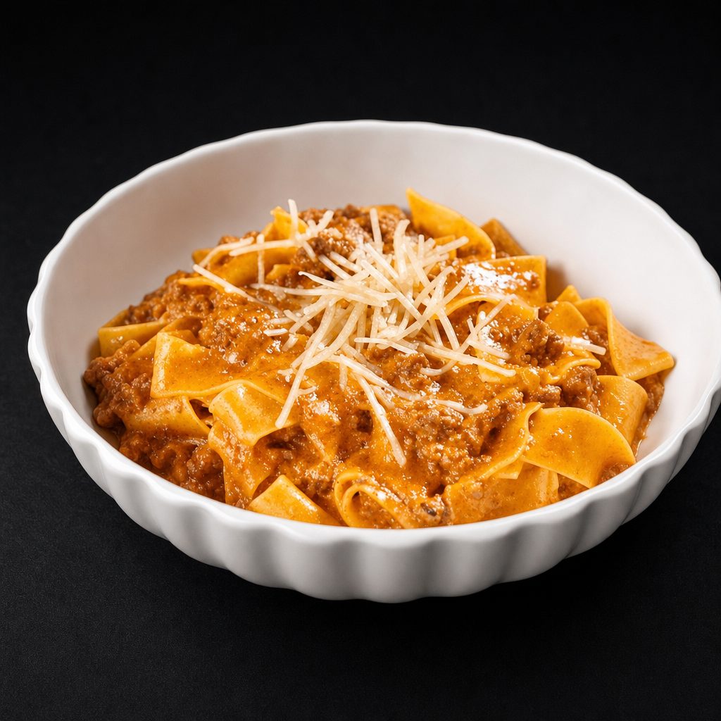 808's Award Winning Pappardelle Bolognese.