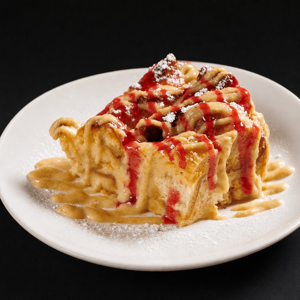 White chocolate bread pudding.